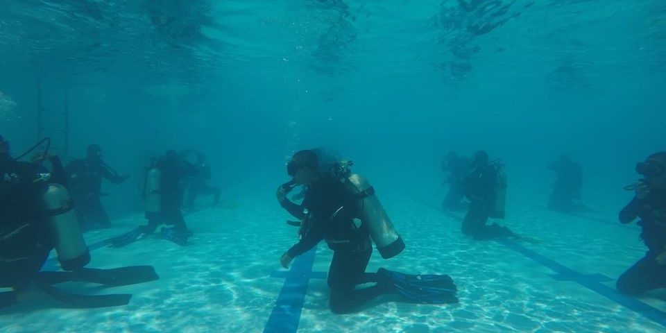 ดำน้ำในสระ